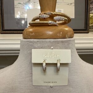 2 gold/silver & rhinestone snake bracelets w/ruby eyes & matching earrings